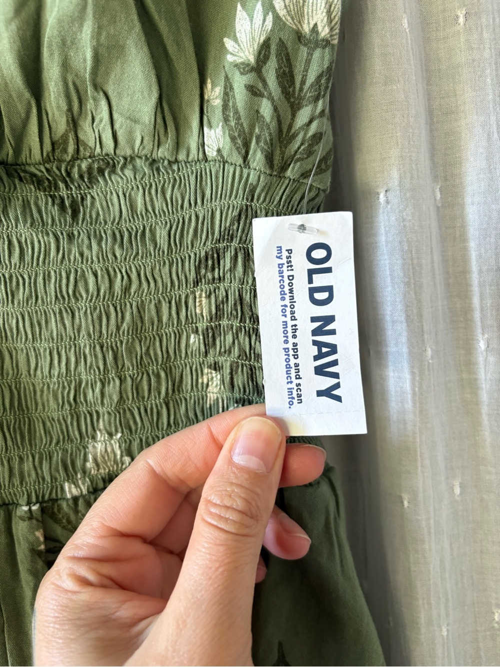 Old Navy Sage Green Floral Midi Dress - Picture 2 of 5